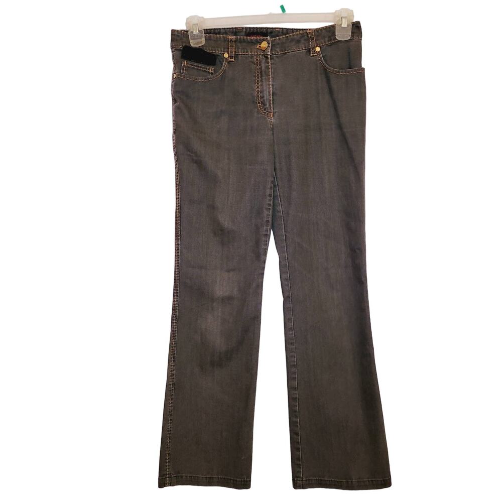 Vintage Escada black boot cut flap pocket jeans Size 38 Grunge Y2K Western Glam
